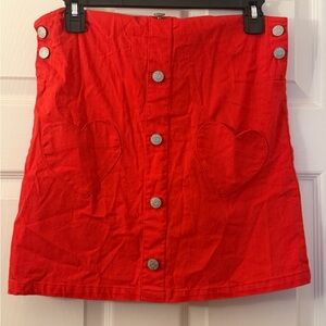 Epic Threads Red Overalls Dress with Heart Pockets